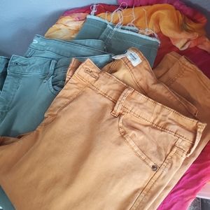 OLD NAVY Size 14 Super Skinny Rockstar Jeans 2 for $20, mustard and olive